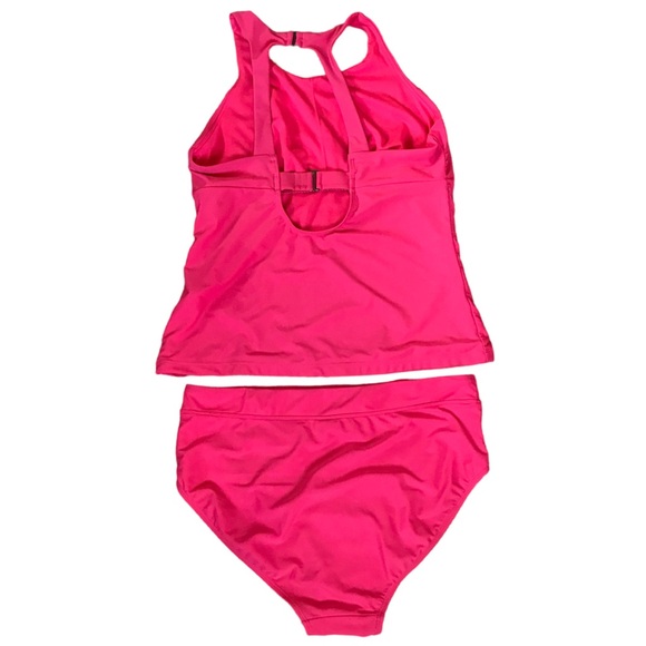 Womens Laguna Size Medium 2 Piece Coral High Neck Tankini Moderate Coverage Suit - Picture 7 of 10